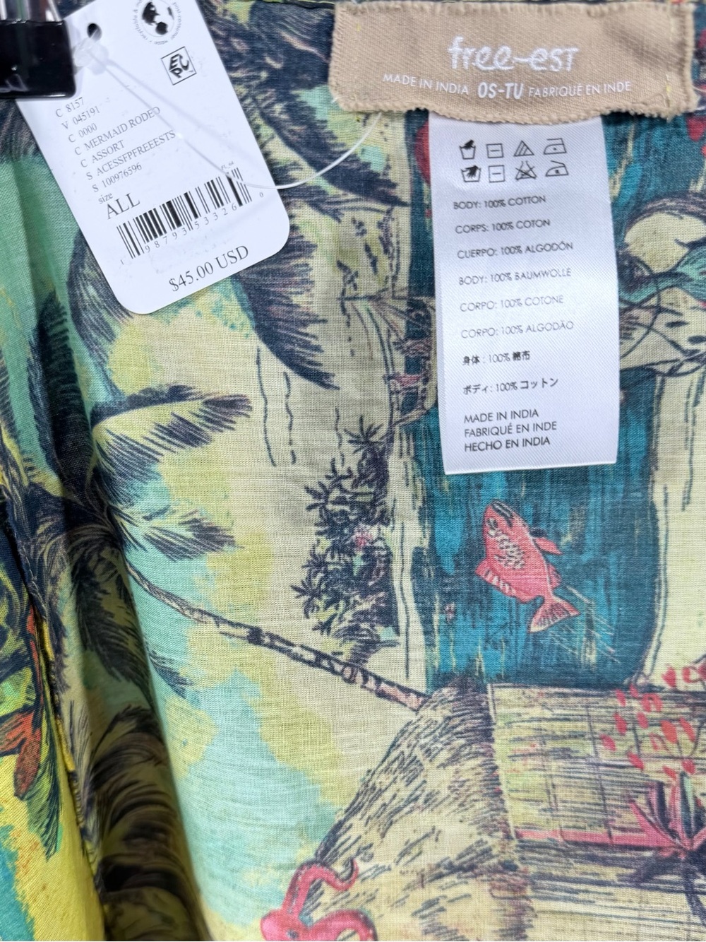 🌴 NWT | Free People | Tropical Sarong | 100% COTTON | One Size - Picture 5 of 5